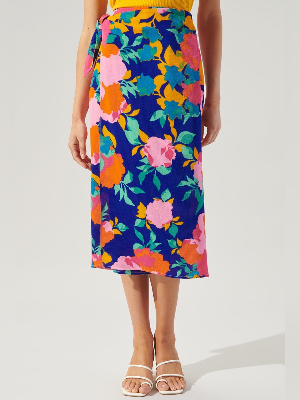 Sugarlips midi crepe faux wrap skirt Heat Wave Sarong Wrap Skirt